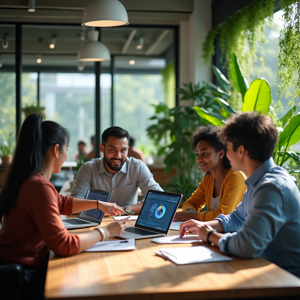 Modern workspace with AI-powered productivity tools